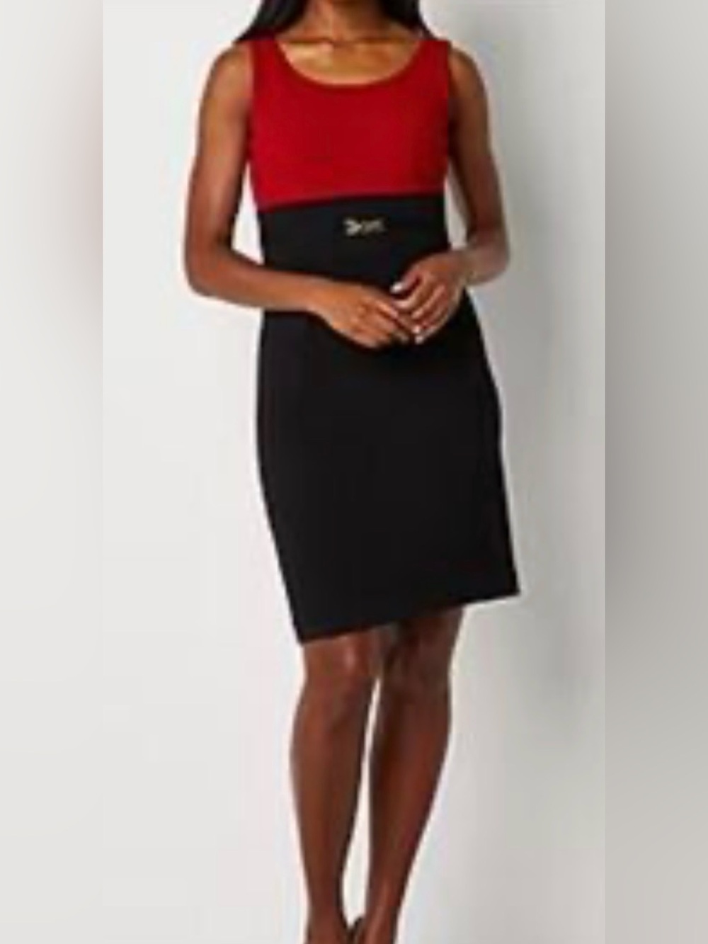 Studio One Red and Black Colorblock Sheath Dress Size 16
